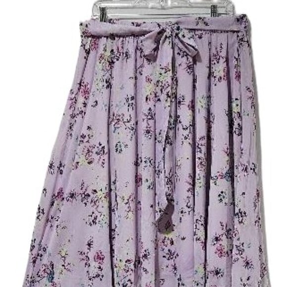 truly 4 you Dresses & Skirts - LAVENDER PASTEL FLORAL CHIFFON TIE BOW BELT SWEET PULL ON SKIRT   XL